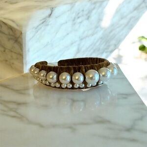 Anthropologie Pearl-Embellished Hairband in Brown